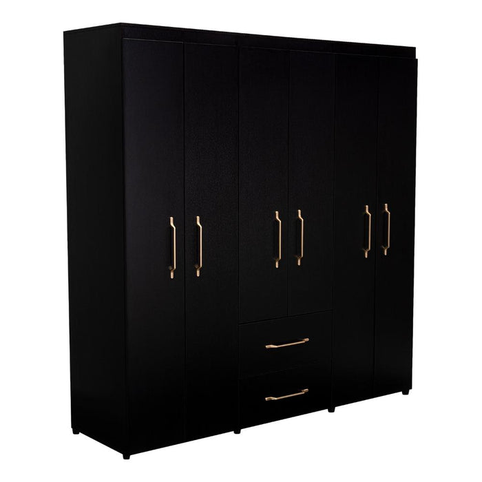 Closet Golden, Wengue y Dorado, Variedad De Entrepaños y Seis Puertas Abatibles