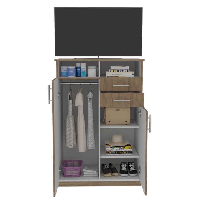 Closet Donat, Miel y Blanco, Con Dos Cajones Deslizables y Tres Entrepaños Móviles