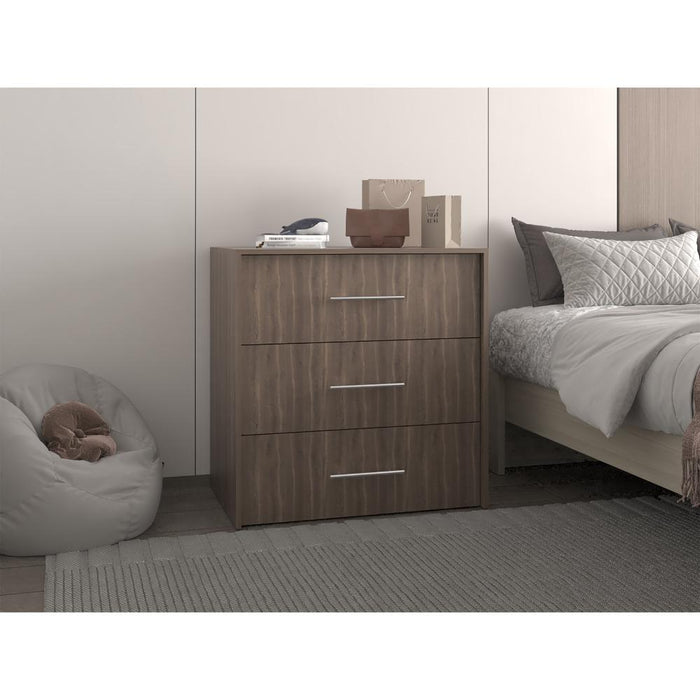 Organizador Montano, Avellana y Wengue, con tres cajones deslizable para guardar objetos personales