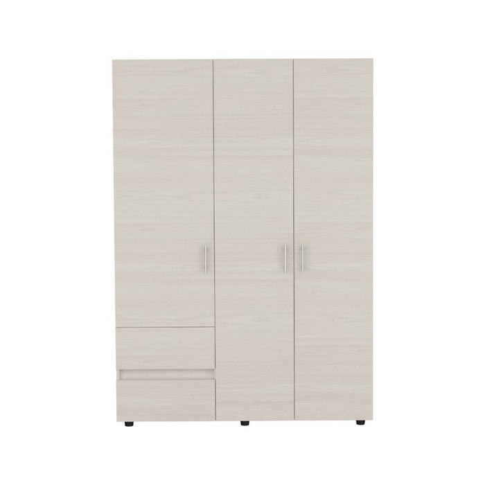 Closet Light 140, Nevado y Blanco, con tres puertas abatibles