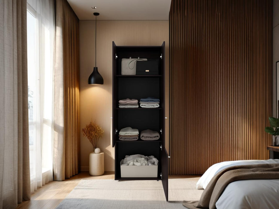 Closet Beico II, Nogal y Negro, con Tres Puertas Abatibles y Cuatro Entrepaños ZF