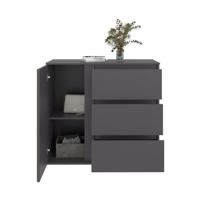 Organizador Bowie, Plomo y Ocaso, con Tres Cajones y 1 Puerta, con Amplios Espacios