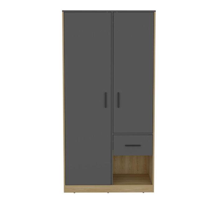 Closet Giroa, Plata Oscuro y Fresno Europeo, con dos puertas abatibles