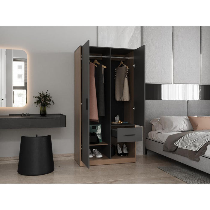 Closet Ader, Plata Oscuro y Fresno Europeo, de Dos Puertas ZF