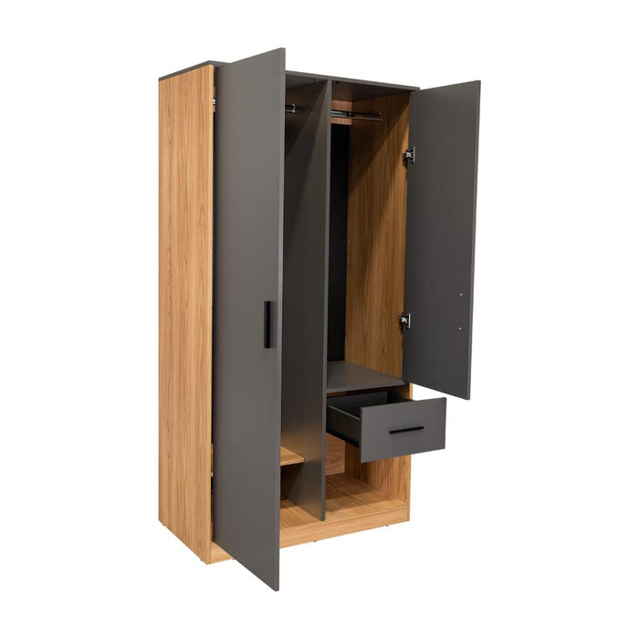 Closet Ader, Plata Oscuro y Fresno Europeo, de Dos Puertas ZF