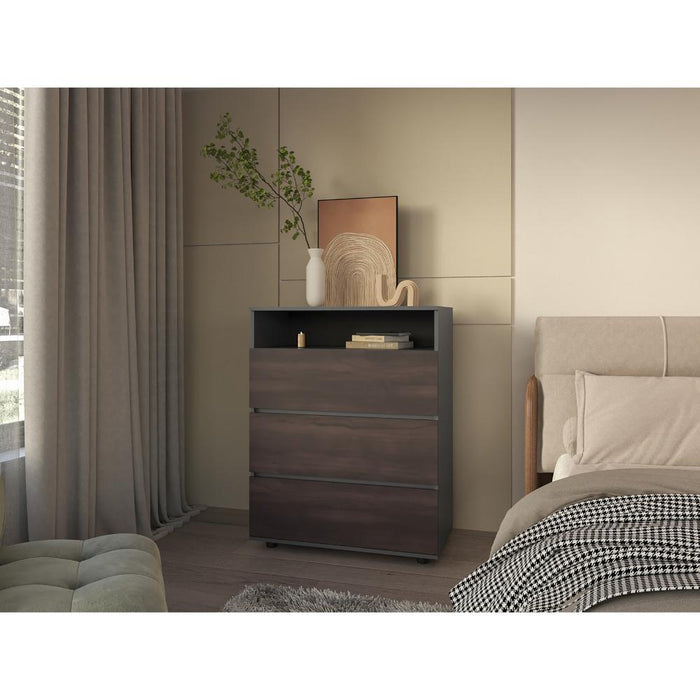 Organizador Apina, Wengue, con cuatro cajones deslizables