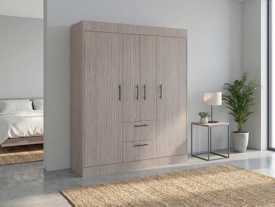 Closet aura, positano y wengué, con 4 puertas y 2 cajones