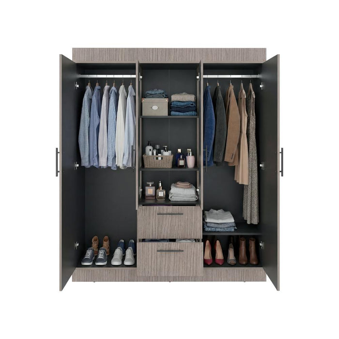 Closet aura, positano y wengué, con 4 puertas y 2 cajones