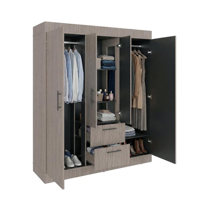 Closet aura, positano y wengué, con 4 puertas y 2 cajones