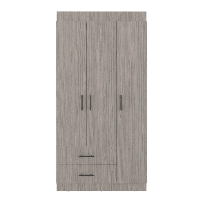 Closet houston, positano y wengue, con cuatro puertas batientes y dos cajones con amplio espacio de almacenamiento