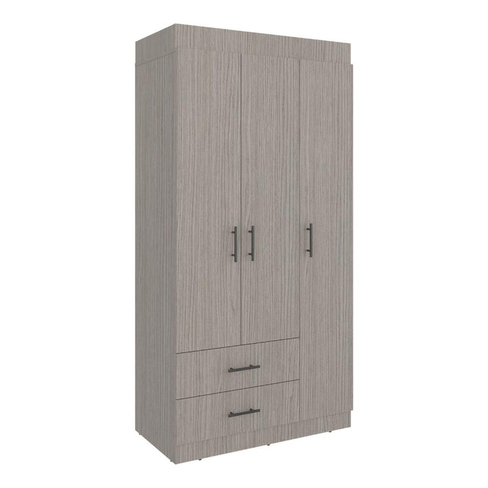 Closet houston, positano y wengue, con cuatro puertas batientes y dos cajones con amplio espacio de almacenamiento