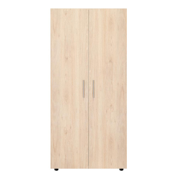 Closet Tera, Beige y Blanco, Dos Puertas Abatibles y Dos Tubos Cromados