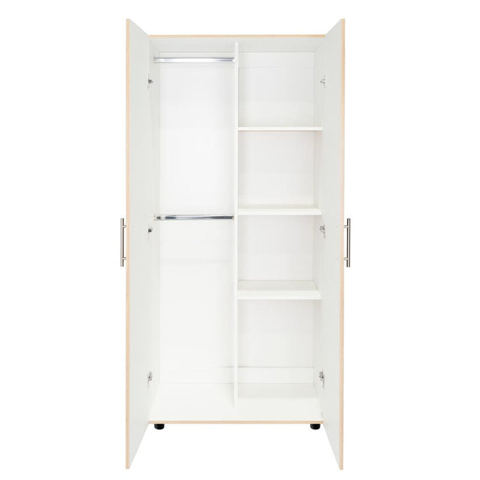 Closet Tera, Beige y Blanco, Dos Puertas Abatibles y Dos Tubos Cromados