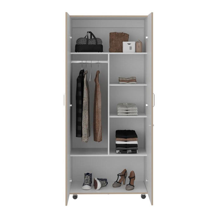 Closet Iker, Cartagena y Blanco, con Maletero y Rodachinas Para Su Fácil Desplazamiento