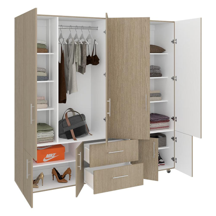 Closet Dallas, Cartagena y Blanco, con Ocho Puertas Abatibles y Dos Cajones Organizadores