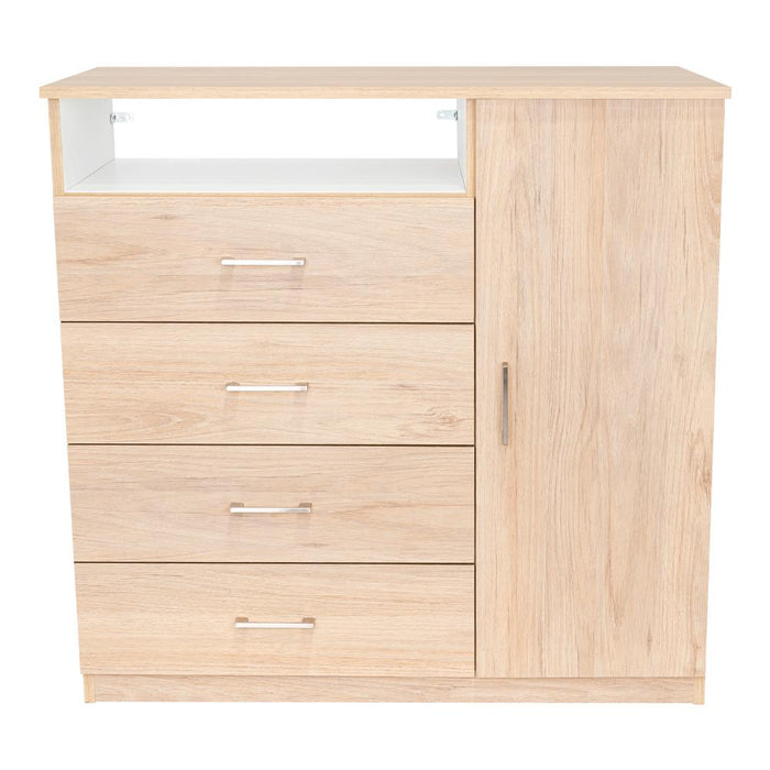 Organizador Barlovento, Beige y Blanco con Cuatro Cajones y una puerta