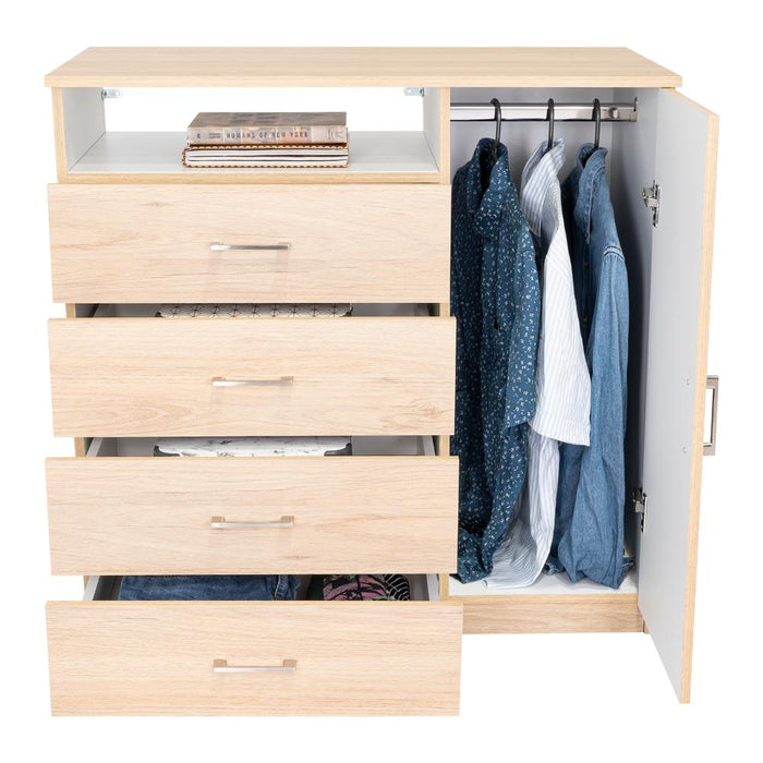 Organizador Barlovento, Beige y Blanco con Cuatro Cajones y una puerta