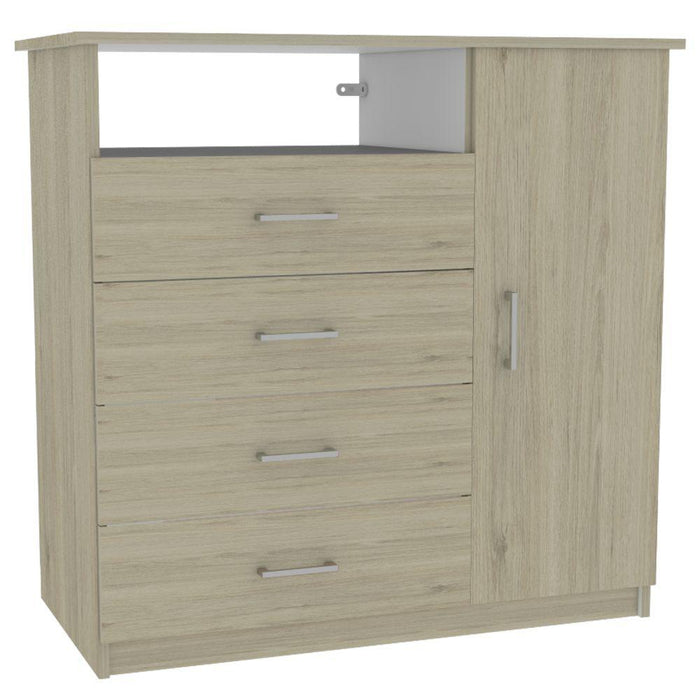 Organizador Barlovento, Beige y Blanco con Cuatro Cajones y una puerta X2