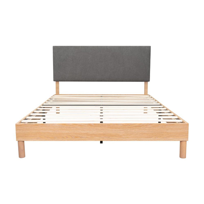 Cama Doble Sonia, Gris Oscuro, con respaldo tapizado