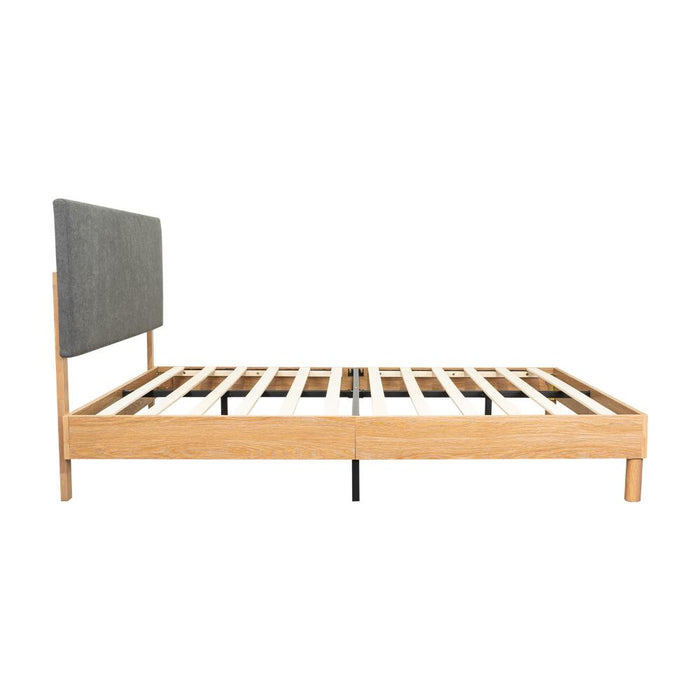 Cama Doble Sonia, Gris Oscuro, con respaldo tapizado