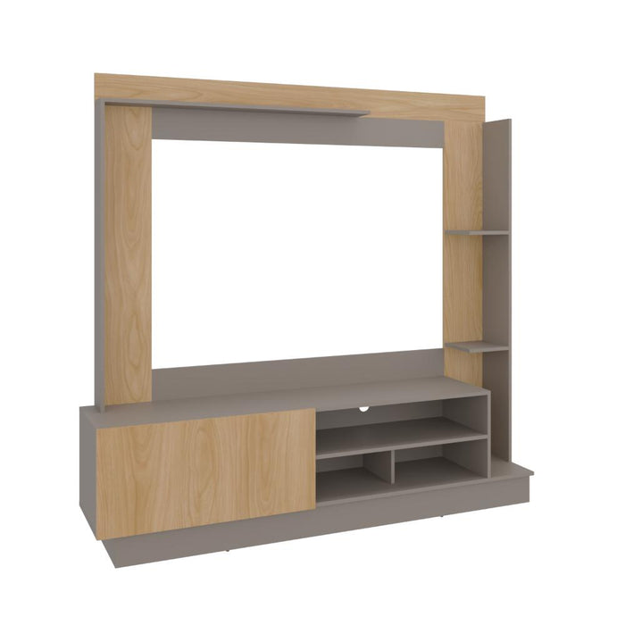 Mesa Para Tv Doha, Cocoa y Fresno Europeo, Con Variedad de Entrepaños