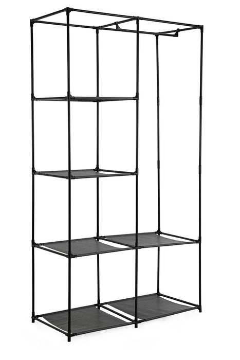 Clóset Organizador Ena, Negro, en Tela con Variedad de Entrepaños