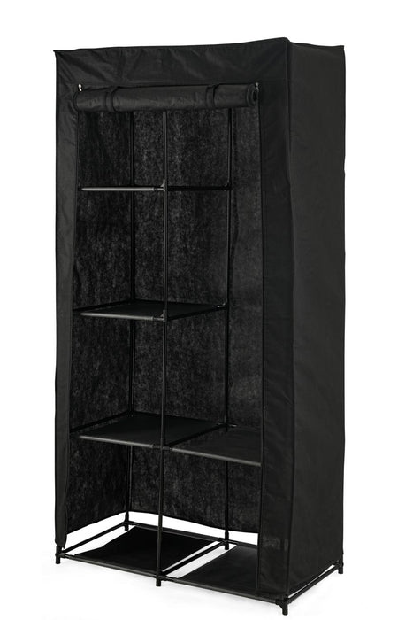 Clóset Organizador Ena, Negro, en Tela con Variedad de Entrepaños