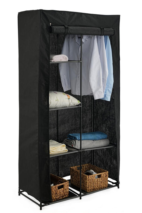 Clóset Organizador Ena, Negro, en Tela con Variedad de Entrepaños