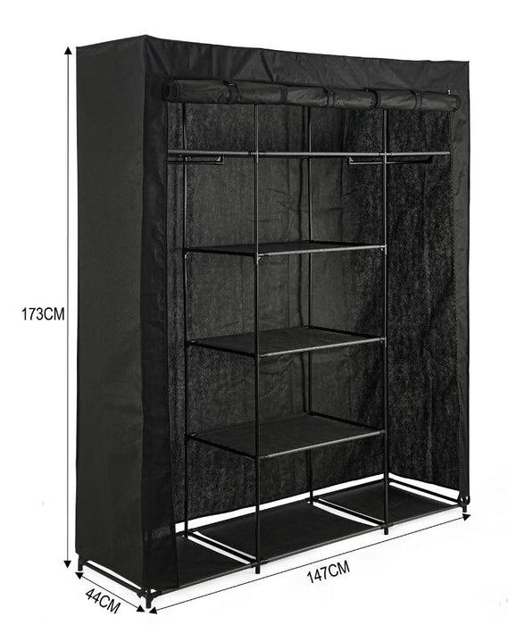Clóset Organizador Erba, Negro, en Tela con Variedad de Entrepaños Centrales