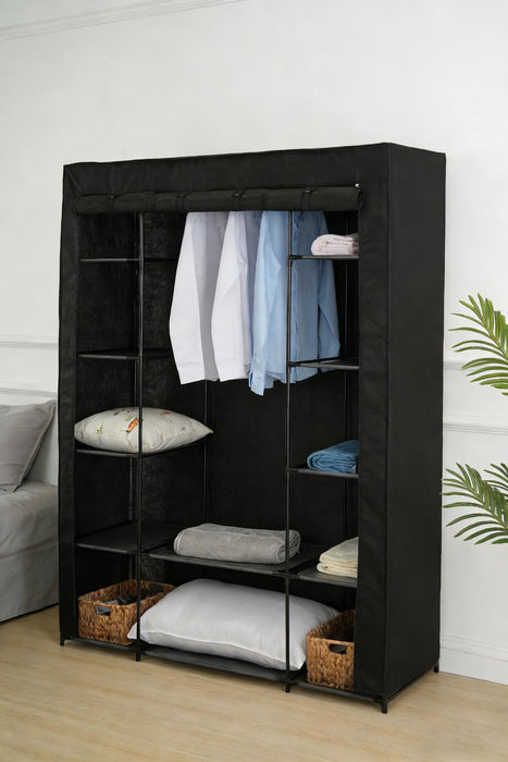 Clóset Organizador Belo, Negro, en Tela con Variedad de Entrepaños Laterales