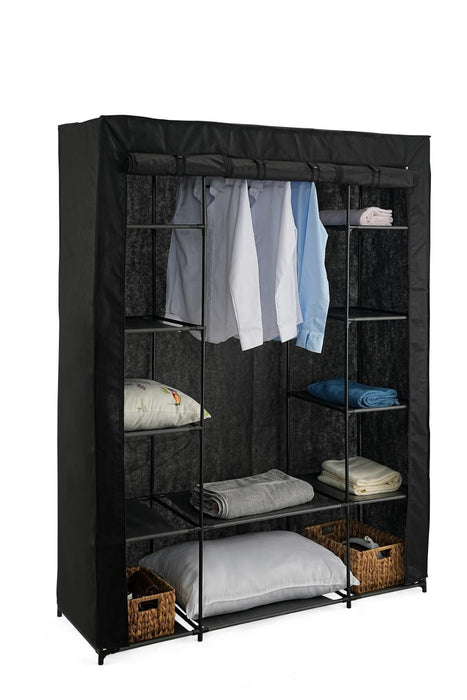 Clóset Organizador Belo, Negro, en Tela con Variedad de Entrepaños Laterales
