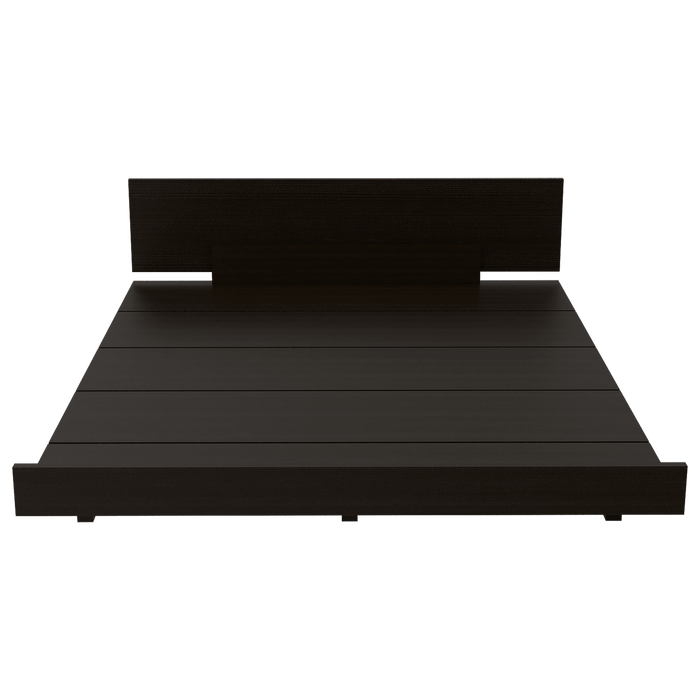 Cama Doble Wesley, Wengue y Miel, Incluye Tendido de Tablas