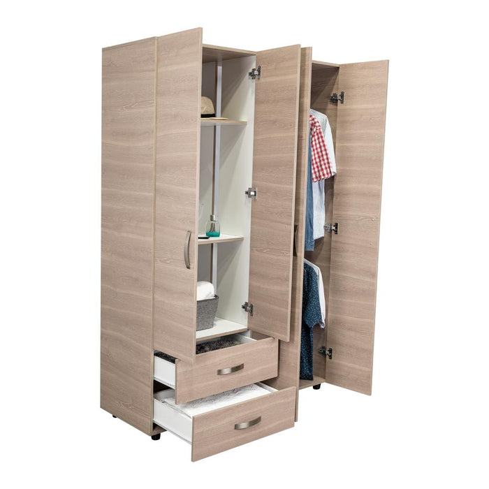 Closet Arkola, Humo y Blanco Duqueza, Con Dos Cajones Organizadores y Cuatro Puertas Abatibles