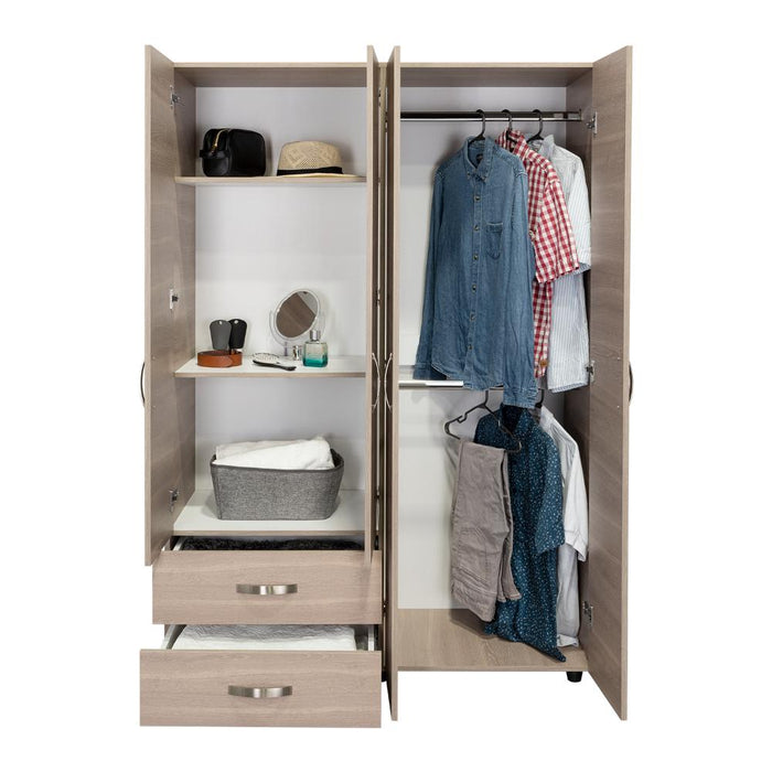 Closet Arkola, Humo y Blanco Duqueza, Con Dos Cajones Organizadores y Cuatro Puertas Abatibles