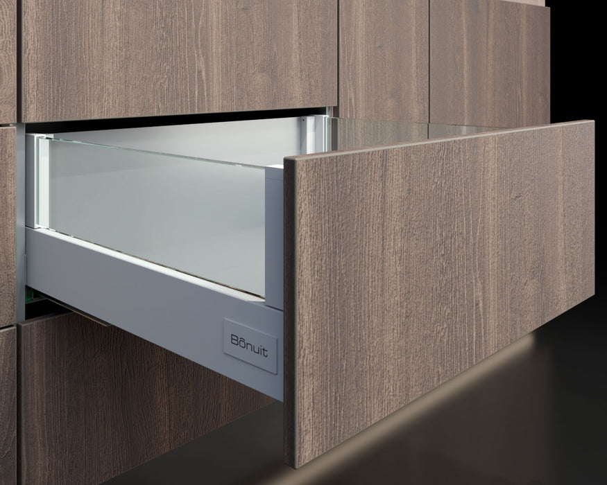 Cajón costado metálico Bonuit max alto con vidrio