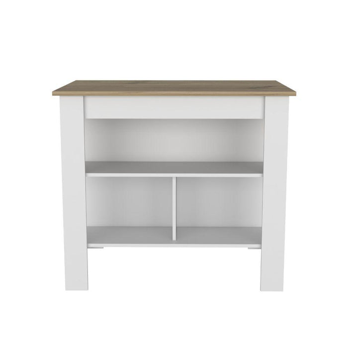 Barra de Cocina Cala, Café Claro y Blanco, con Amplia Supeicie En La Mesa    ZF