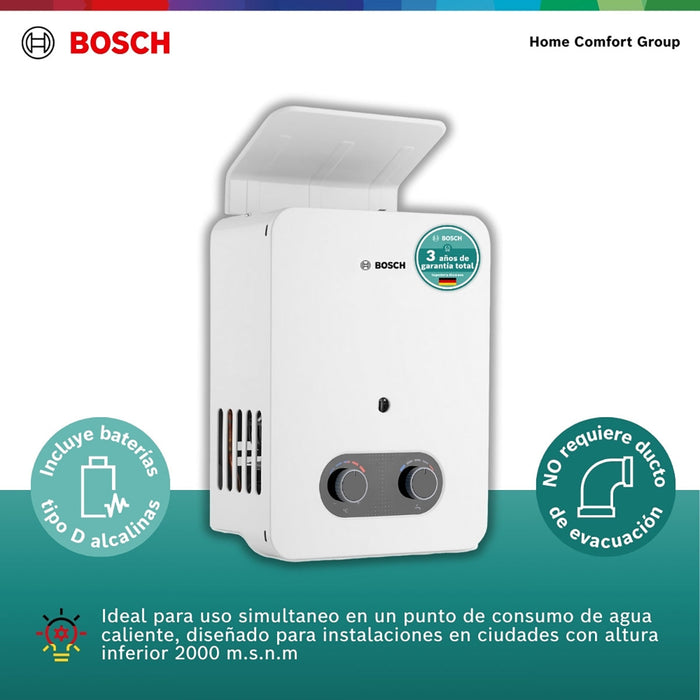 Calentador de agua 5.5 litros tiro natural de paso a gas natural Vital 1500