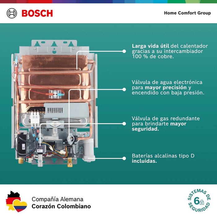 Calentador de agua 5.5 litros tiro natural de paso a gas natural Vital 1500