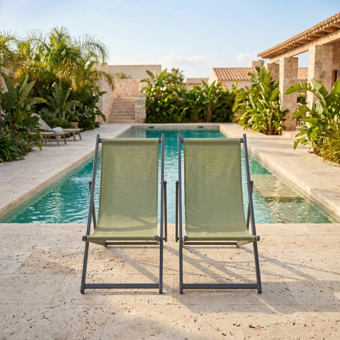 Silla Plegable Reclinable Kenya, Verde, con Tres Posiciones