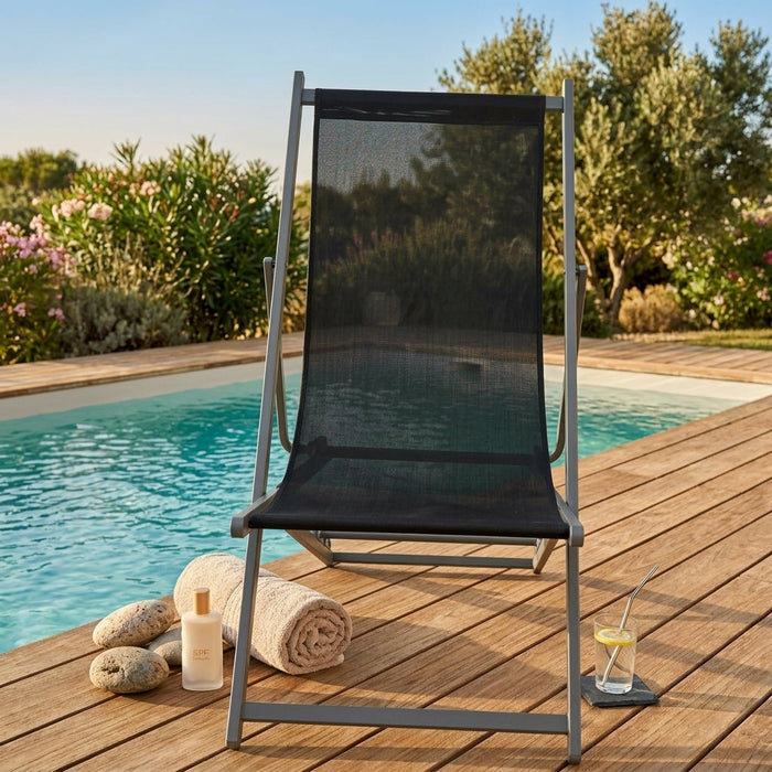 Silla Plegable Reclinable Kenya, Negro, con Tres Posiciones