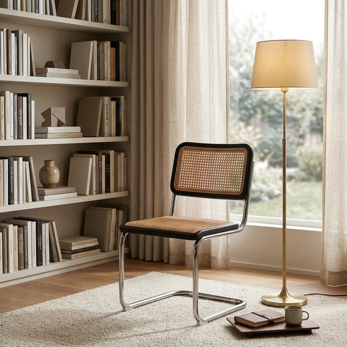 Silla Vintage Dos, Plata, Negro y Beige, con Espaldar Transpirable y Diseño Retro