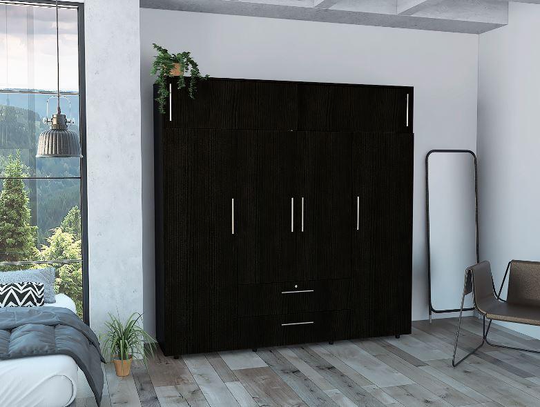 Closet Babel, Wengue, Con Cuatro Puertas Abatibles y Cuatro Cajones Multiusos