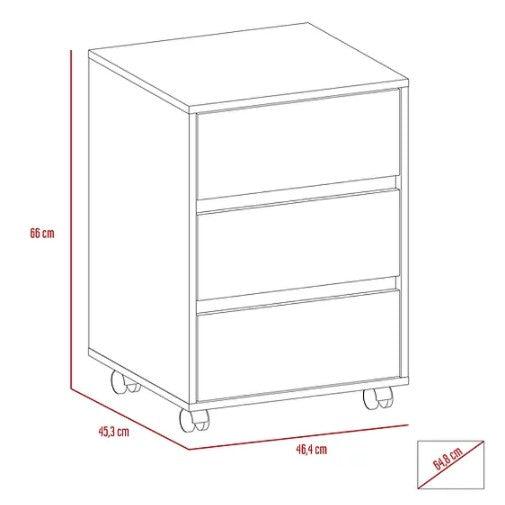 Archivador Kova, Wengue, con Tres Cajones