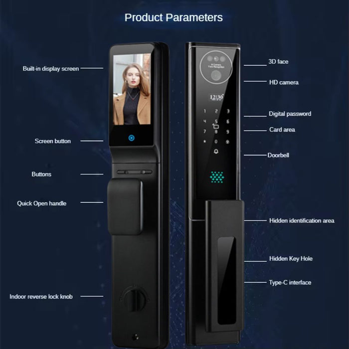 Cerradura inteligente motorizada reconocimiento facial y cámara X6 plus para exterior