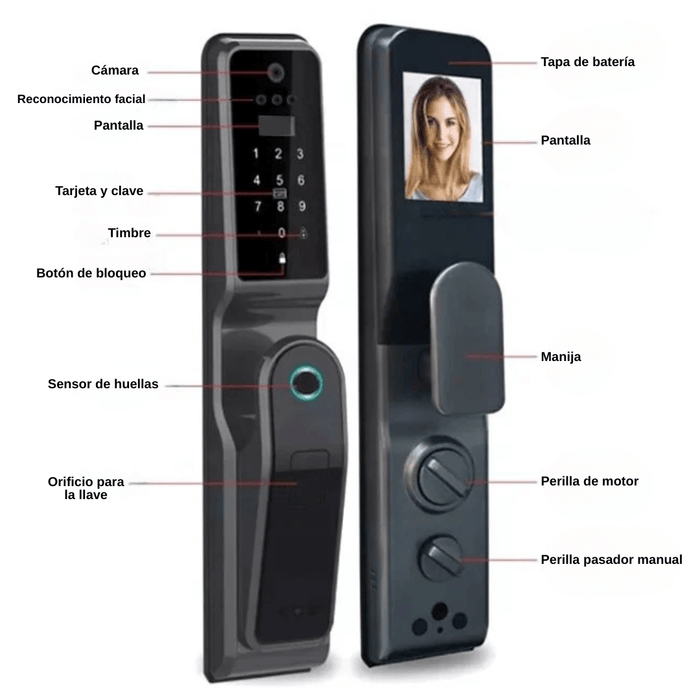 Cerradura inteligente motorizada con reconocimiento y cámara facial H9