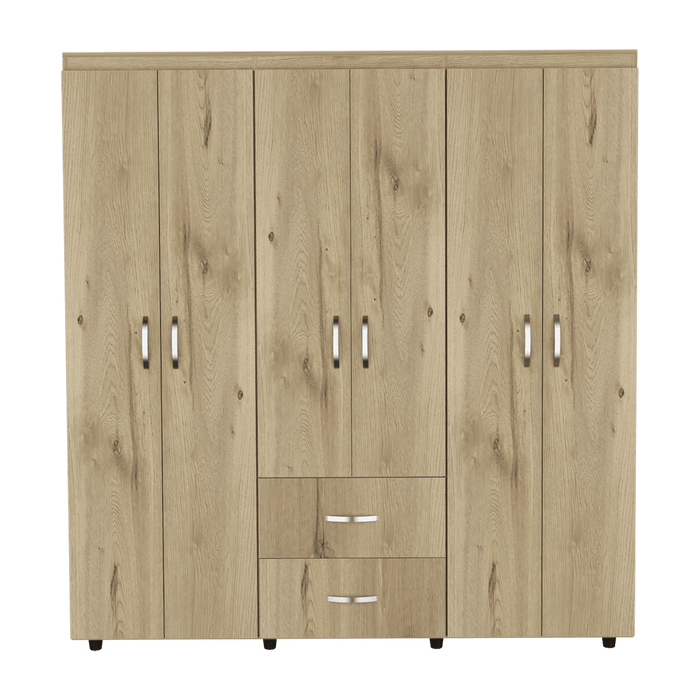 Closet Bariloche Bombay, Café claro y Blanco Vainilla, Variedad De Entrepaños y Seis Puertas Abatibles