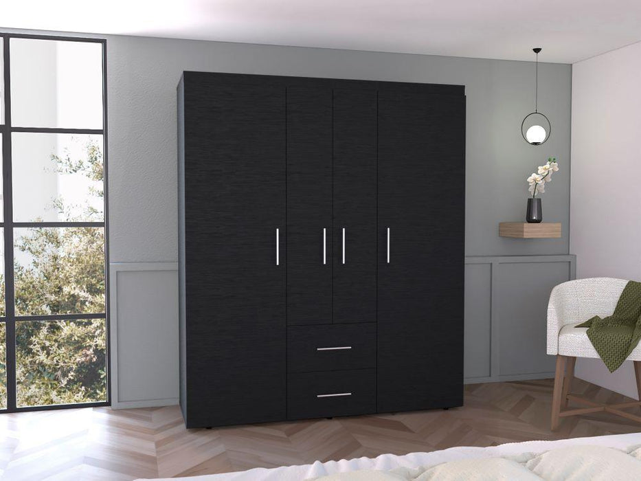 Closet Bariloche Bombay Eco, Wengue, Con Variedad de Entrepaños y Cuatro Puertas Abatibles