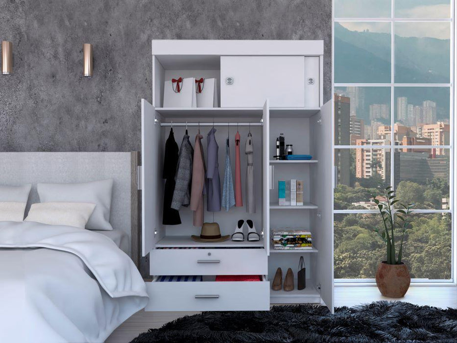 Closet Besk, Blanco, Con Un Tubo Cromado Para Colgar Ropa  ZF