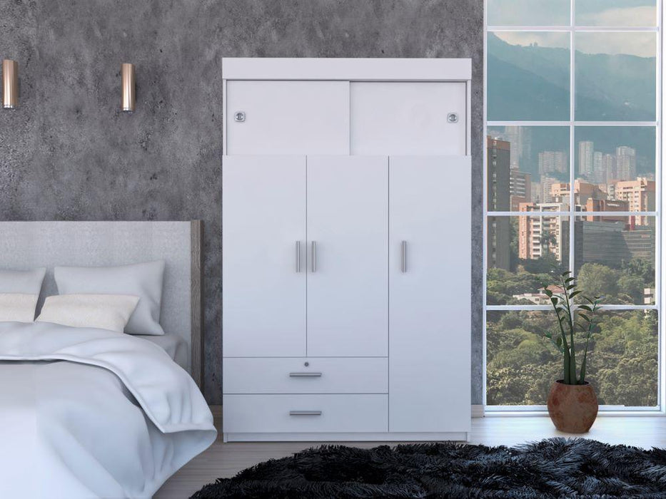 Closet Besk, Blanco, Con Un Tubo Cromado Para Colgar Ropa  ZF