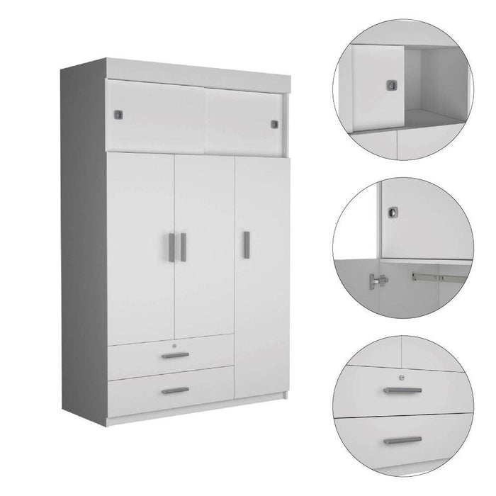 Closet Besk, Blanco, Con Un Tubo Cromado Para Colgar Ropa  ZF